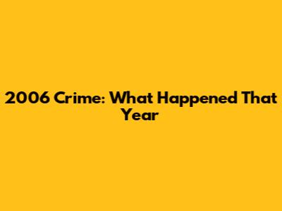 2006 Crime: What Happened That Year