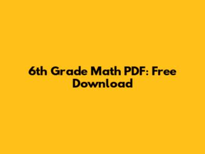 6th Grade Math PDF: Free Download