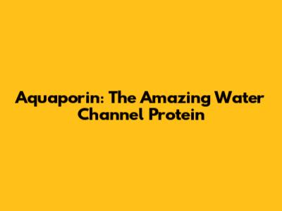 Aquaporin: The Amazing Water Channel Protein