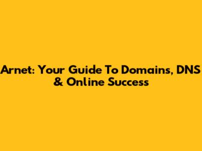 Arnet: Your Guide To Domains, DNS & Online Success