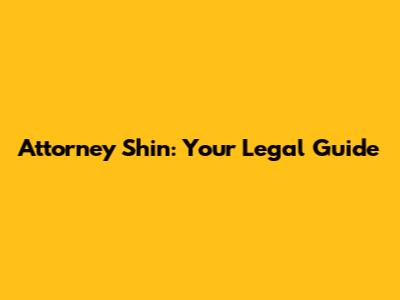 Attorney Shin: Your Legal Guide