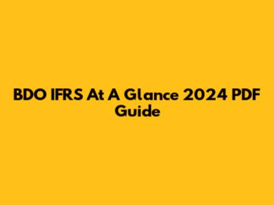 BDO IFRS At A Glance 2024 PDF Guide