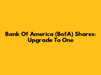 Bank Of America (BofA) Shares: Upgrade To 'One'