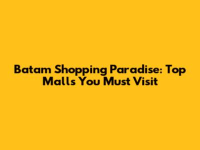 Batam Shopping Paradise: Top Malls You Must Visit