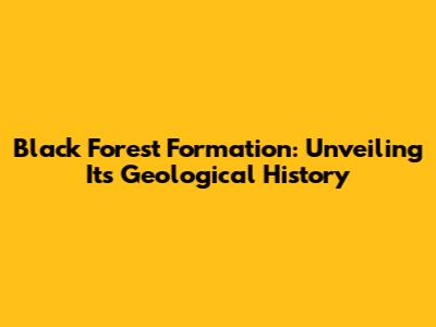 Black Forest Formation: Unveiling Its Geological History