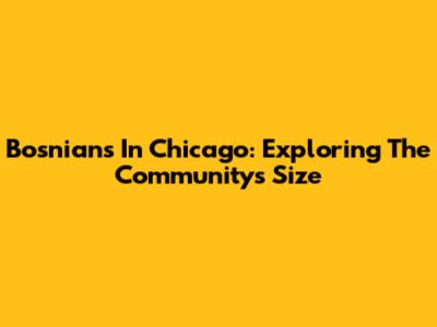 Bosnians In Chicago: Exploring The Community's Size