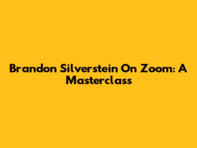 Brandon Silverstein On Zoom: A Masterclass