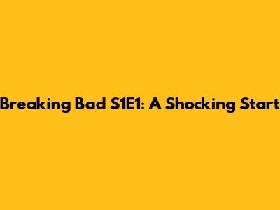 Breaking Bad S1E1: A Shocking Start