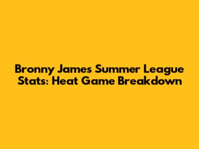 Bronny James Summer League Stats: Heat Game Breakdown