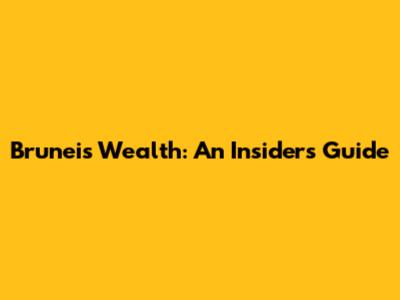 Brunei's Wealth: An Insider's Guide