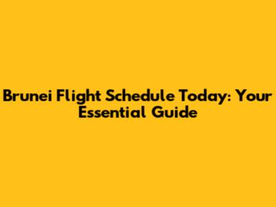 Brunei Flight Schedule Today: Your Essential Guide