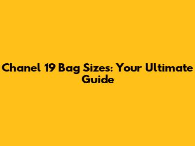 Chanel 19 Bag Sizes: Your Ultimate Guide