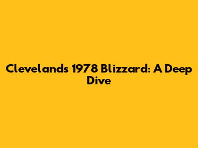 Cleveland's 1978 Blizzard: A Deep Dive
