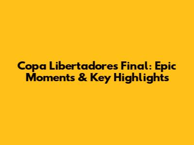 Copa Libertadores Final: Epic Moments & Key Highlights