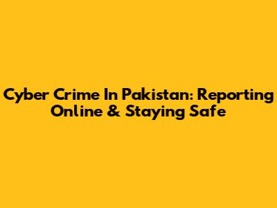 Cyber Crime In Pakistan: Reporting Online & Staying Safe