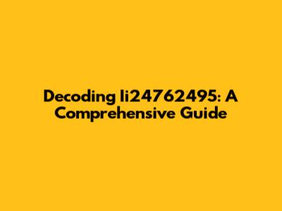 Decoding Ii24762495: A Comprehensive Guide