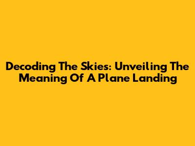 Decoding The Skies: Unveiling The Meaning Of A Plane Landing