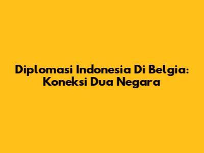 Diplomasi Indonesia Di Belgia: Koneksi Dua Negara