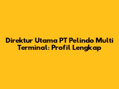 Direktur Utama PT Pelindo Multi Terminal: Profil Lengkap