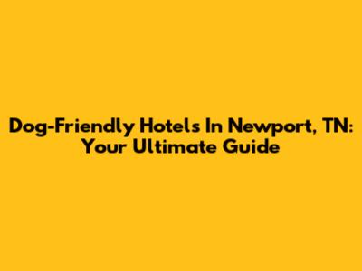 Dog-Friendly Hotels In Newport, TN: Your Ultimate Guide