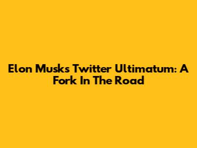 Elon Musk's Twitter Ultimatum: A Fork In The Road