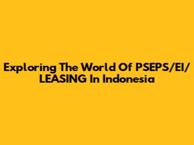 Exploring The World Of PSEPS/EI/LEASING In Indonesia