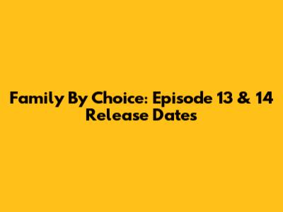 Family By Choice: Episode 13 & 14 Release Dates