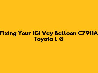 Fixing Your IGI Vay Balloon C7911A Toyota L G
