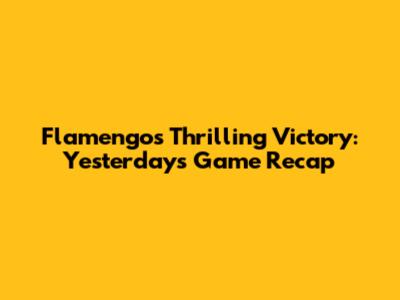 Flamengo's Thrilling Victory: Yesterday's Game Recap
