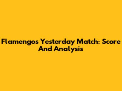 Flamengo's Yesterday Match: Score And Analysis
