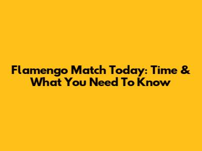 Flamengo Match Today: Time & What You Need To Know