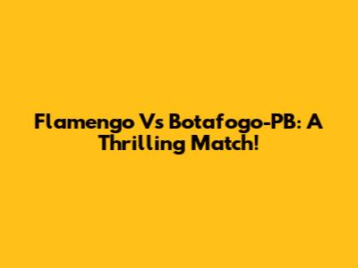 Flamengo Vs Botafogo-PB: A Thrilling Match!
