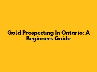Gold Prospecting In Ontario: A Beginner's Guide