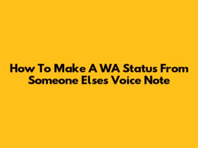 How To Make A WA Status From Someone Else's Voice Note