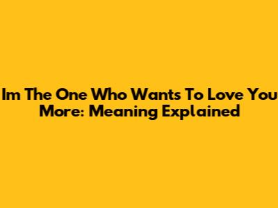 I'm The One Who Wants To Love You More: Meaning Explained