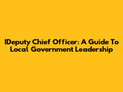 IDeputy Chief Officer: A Guide To Local Government Leadership