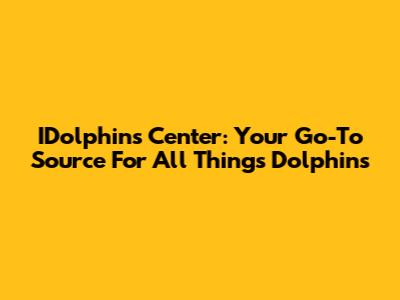 IDolphins Center: Your Go-To Source For All Things Dolphins