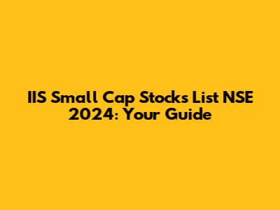 IIS Small Cap Stocks List NSE 2024: Your Guide