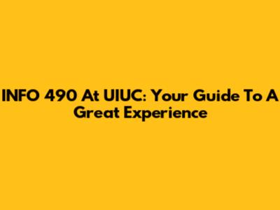 INFO 490 At UIUC: Your Guide To A Great Experience