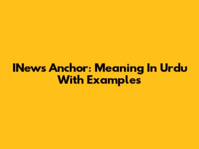 INews Anchor: Meaning In Urdu With Examples