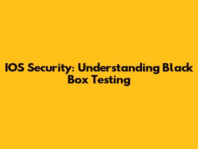 IOS Security: Understanding Black Box Testing