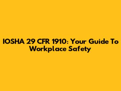 IOSHA 29 CFR 1910: Your Guide To Workplace Safety