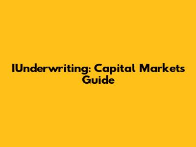 IUnderwriting: Capital Markets Guide