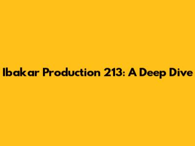 Ibakar Production 213: A Deep Dive