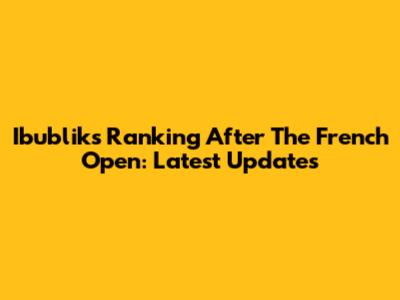 Ibublik's Ranking After The French Open: Latest Updates