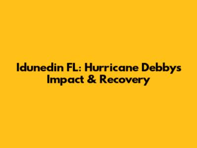 Idunedin FL: Hurricane Debby's Impact & Recovery