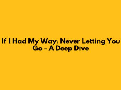 If I Had My Way: Never Letting You Go - A Deep Dive