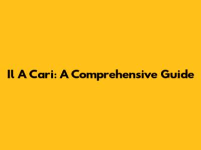 Il A Cari: A Comprehensive Guide