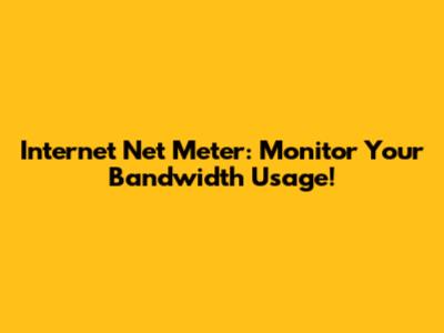 Internet Net Meter: Monitor Your Bandwidth Usage!