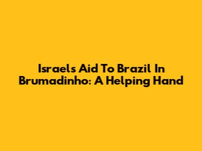 Israel's Aid To Brazil In Brumadinho: A Helping Hand